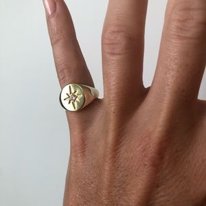 18k Gold Plated North Star Ring, Size 6